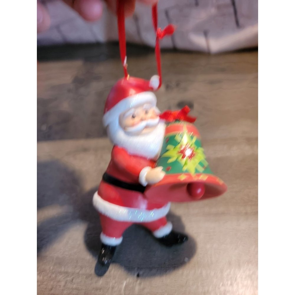 Santa carrying bell glitter‎ ornament xmas